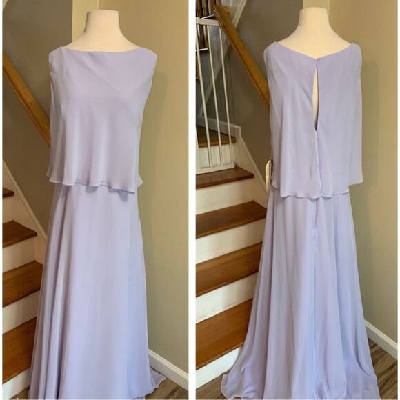 Morilee NEW size 22 long violet chiffon dress style 21502 plus size - Picture 4 of 7